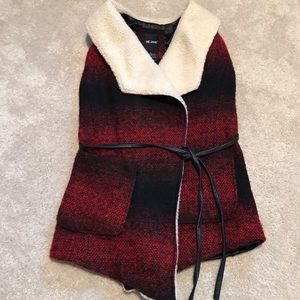 Vest with Faux Shearling Collar